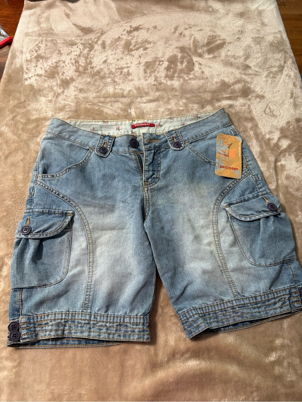 NWT Vintage Y2K Unionbay "Colorado" Denim Cargo Shorts - Juniors Size 7